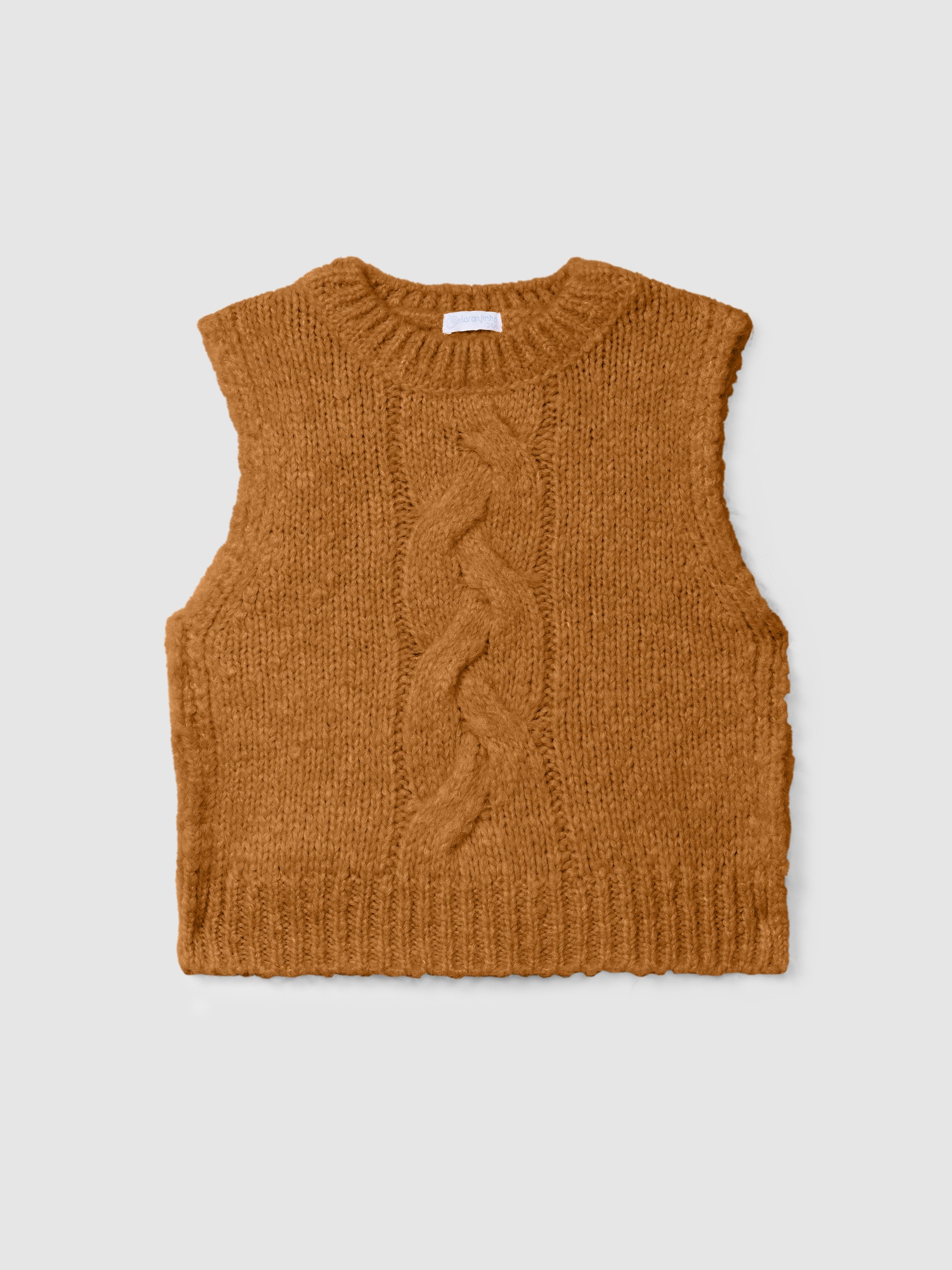 Knitted vest with cable-knit detail