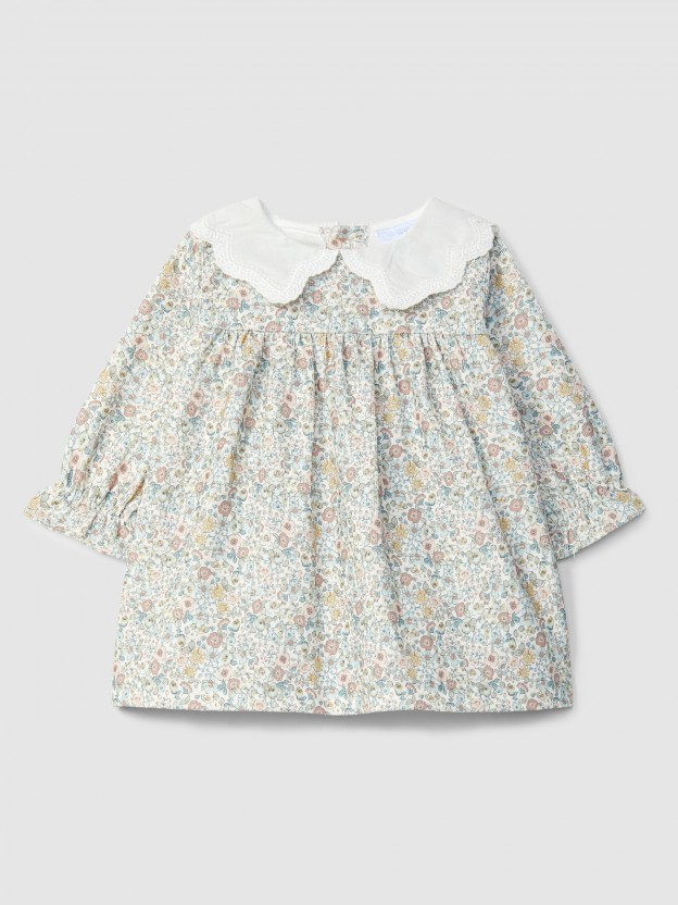 Vestido em bombazine estampada