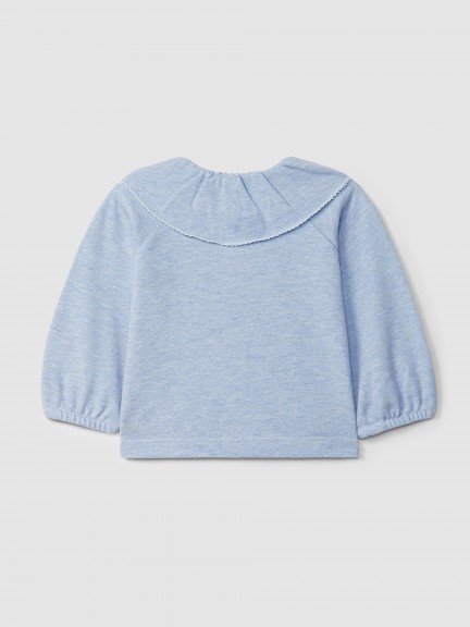 Piqué longsleeve with ruffled collar Piqué longsleeve with ruffled collar
