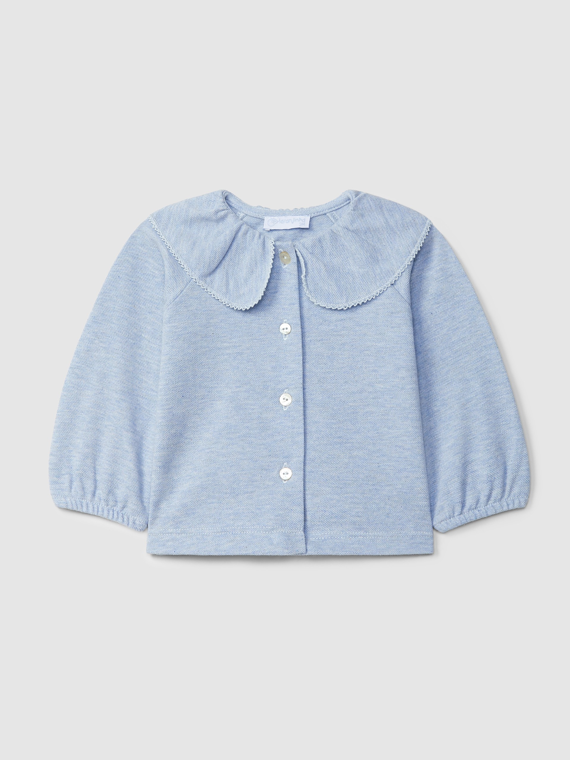 Piqué longsleeve with ruffled collar