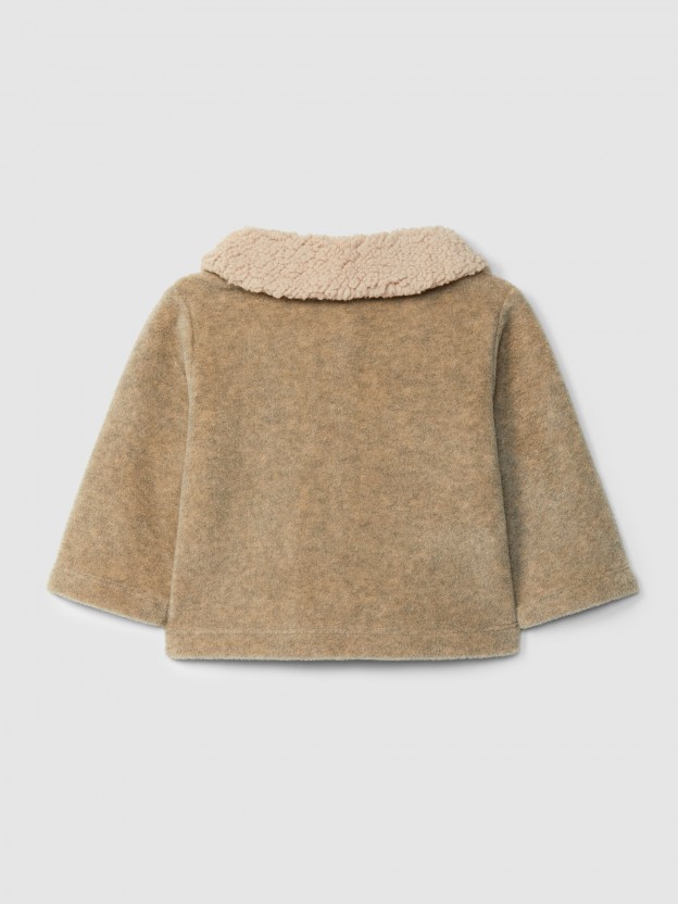 Veste polaire à col en fourrure Veste polaire à col en fourrure