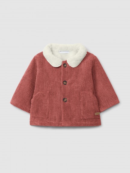 Corduroy jacket with fur