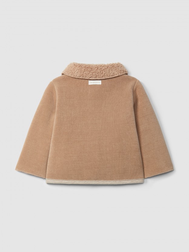 Jacket in double-layered jersey with fur inside