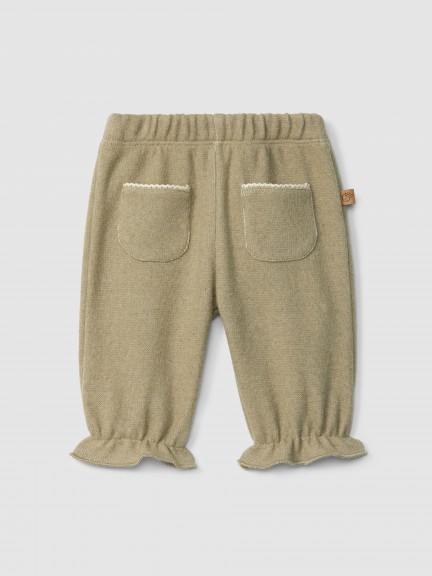 Pull-up pants with pockets and lace detail