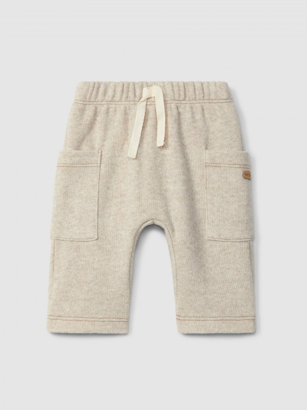 Pull-up pants in double-layered jersey with pockets Pull-up pants in double-layered jersey with pockets