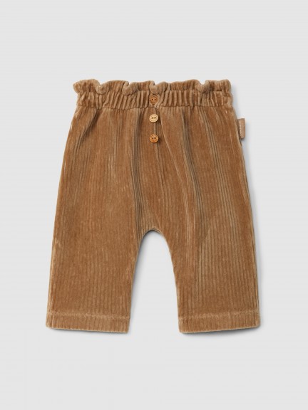 Pull-up pants in corduroy-type fabric