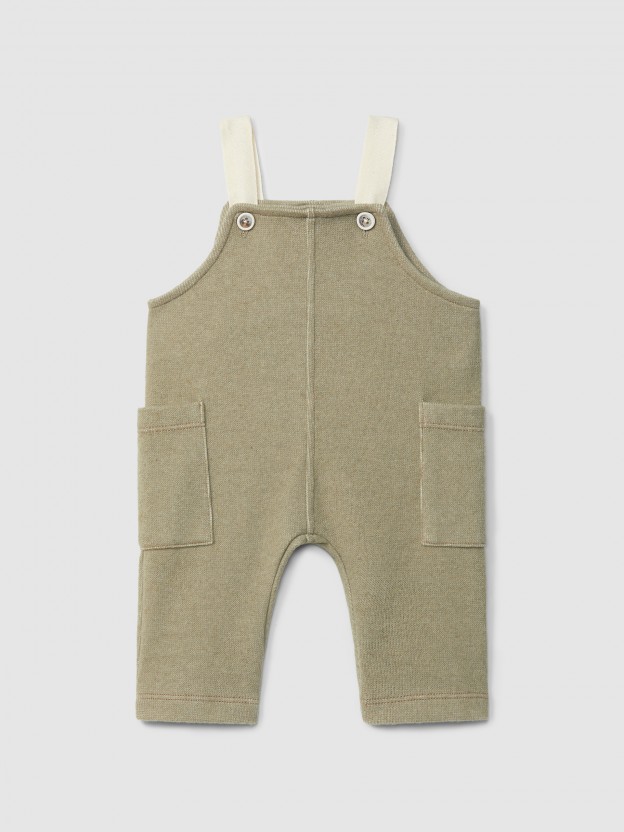Dungarees in double-layered jersey with pockets Dungarees in double-layered jersey with pockets