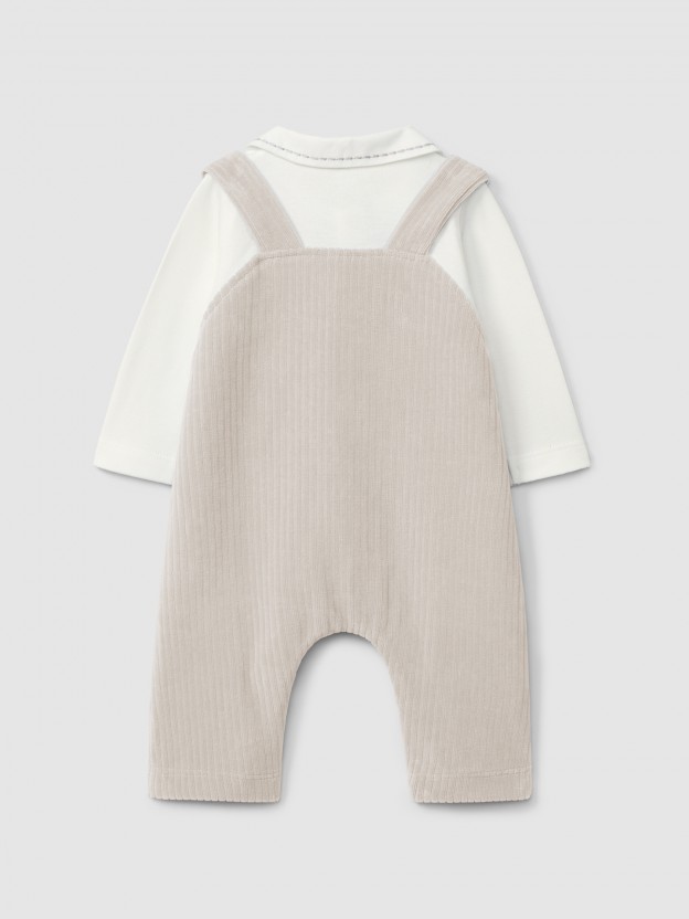 Two-in-one romper in ribbed velvet Two-in-one romper in ribbed velvet