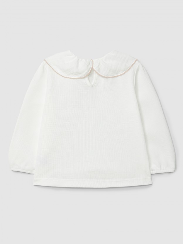 Longsleeve malha waffle gola com picueta Longsleeve malha waffle gola com picueta