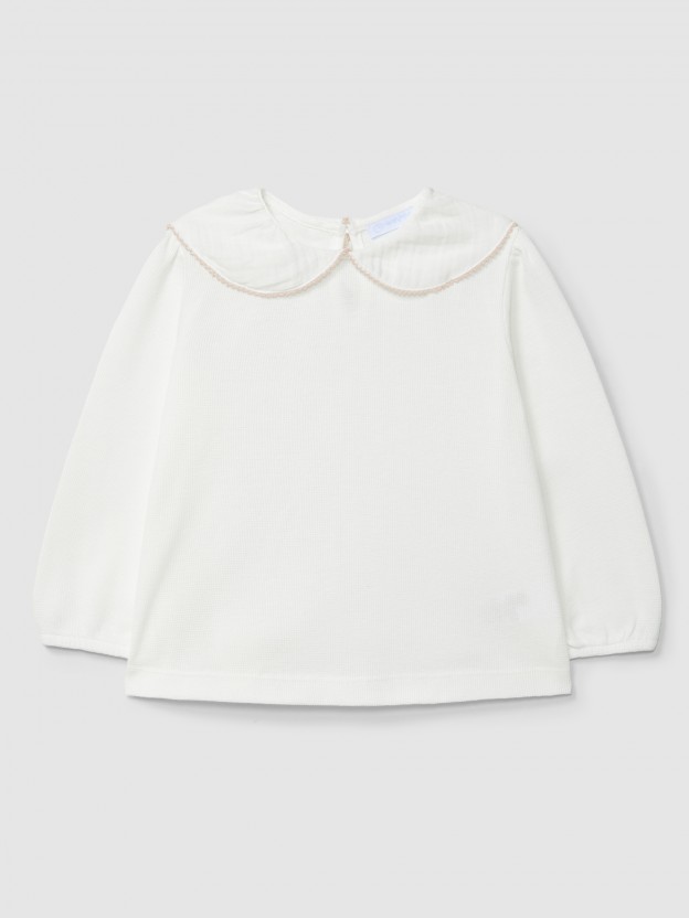 Longsleeve malha waffle gola com picueta Longsleeve malha waffle gola com picueta