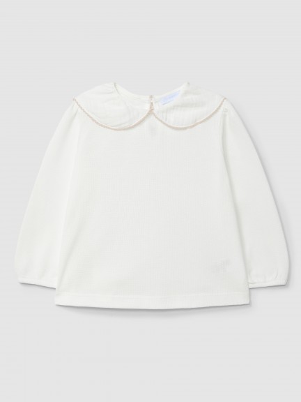 Longsleeve maille gaufr�e col avec liser�