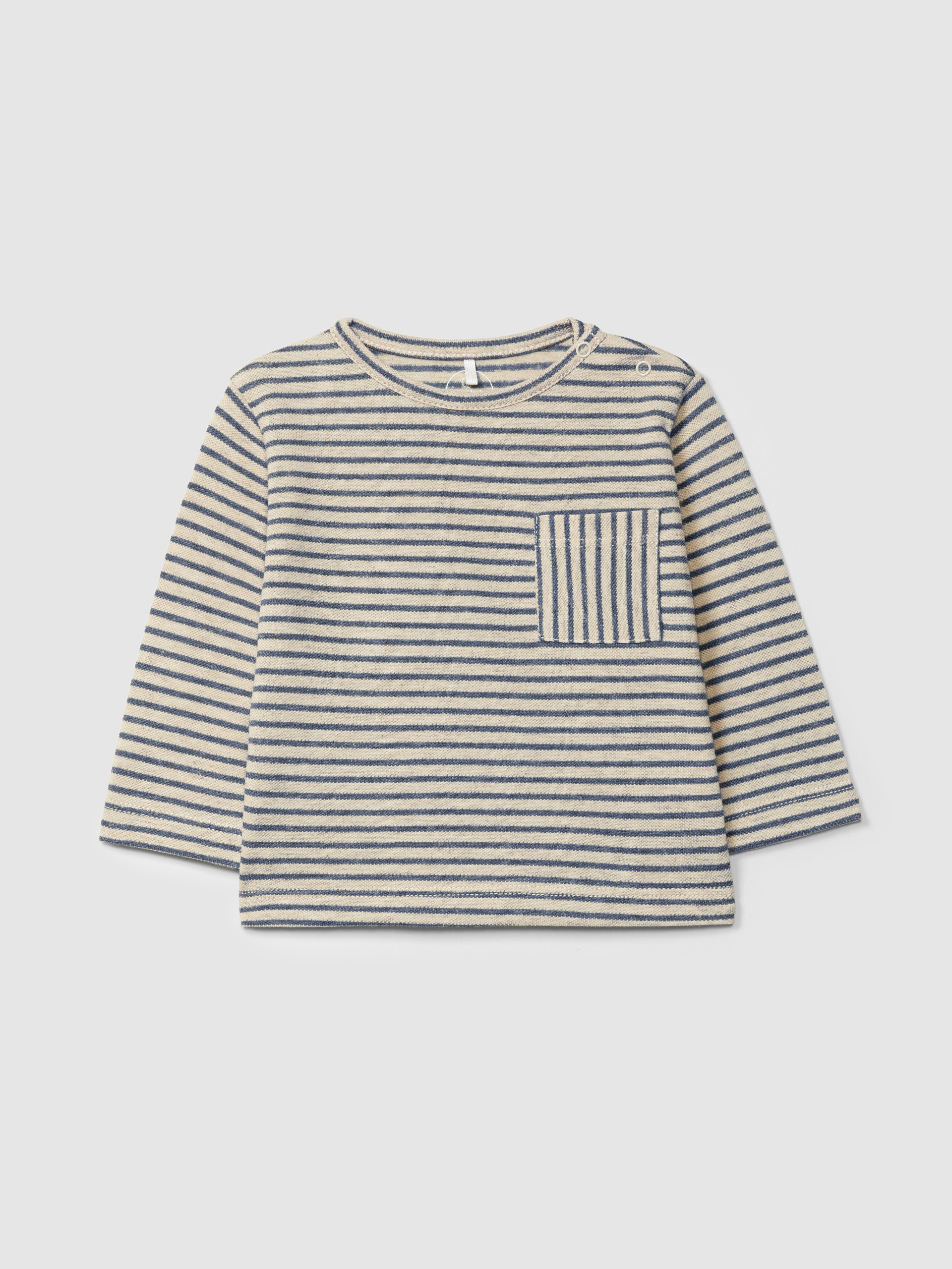 Camiseta de manga larga en tejido piqué a rayas