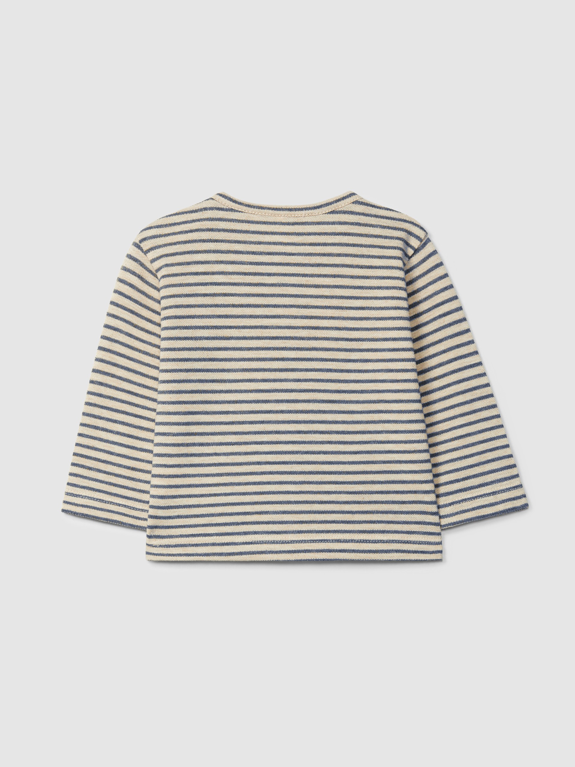 Camiseta de manga larga en tejido piqué a rayas