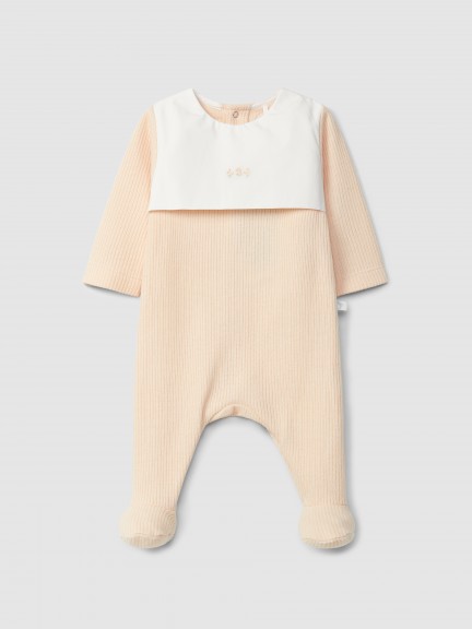 Babygrow in organic cotton with embroidered detail Babygrow in organic cotton with embroidered detail