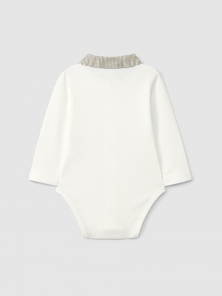 Body con cuello puntiagudo micro-vichy Body con cuello puntiagudo micro-vichy