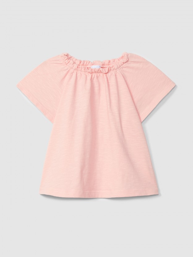 Top uni en maille de coton flammé Top uni en maille de coton flammé