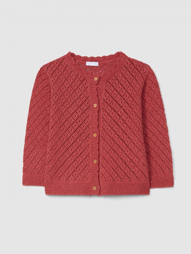 Cardigan knitted in ajour stitch Cardigan knitted in ajour stitch