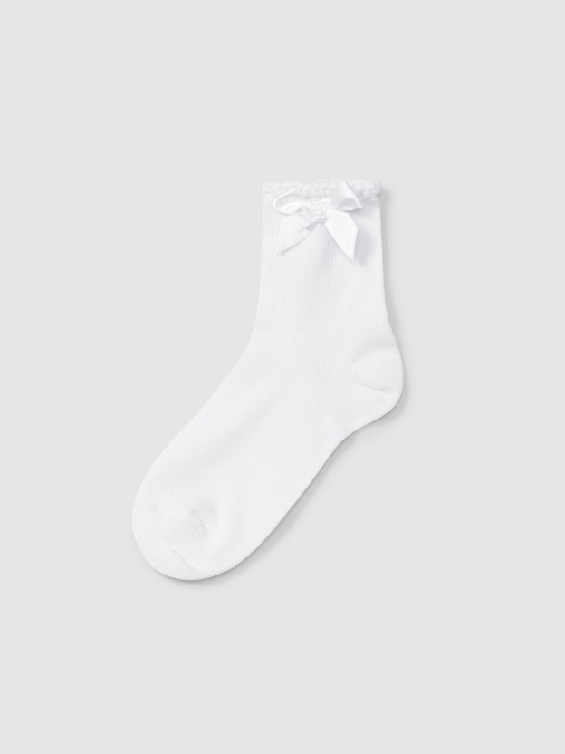 Short socks with grossgrain side bow Cóndor Short socks with grossgrain side bow Cóndor