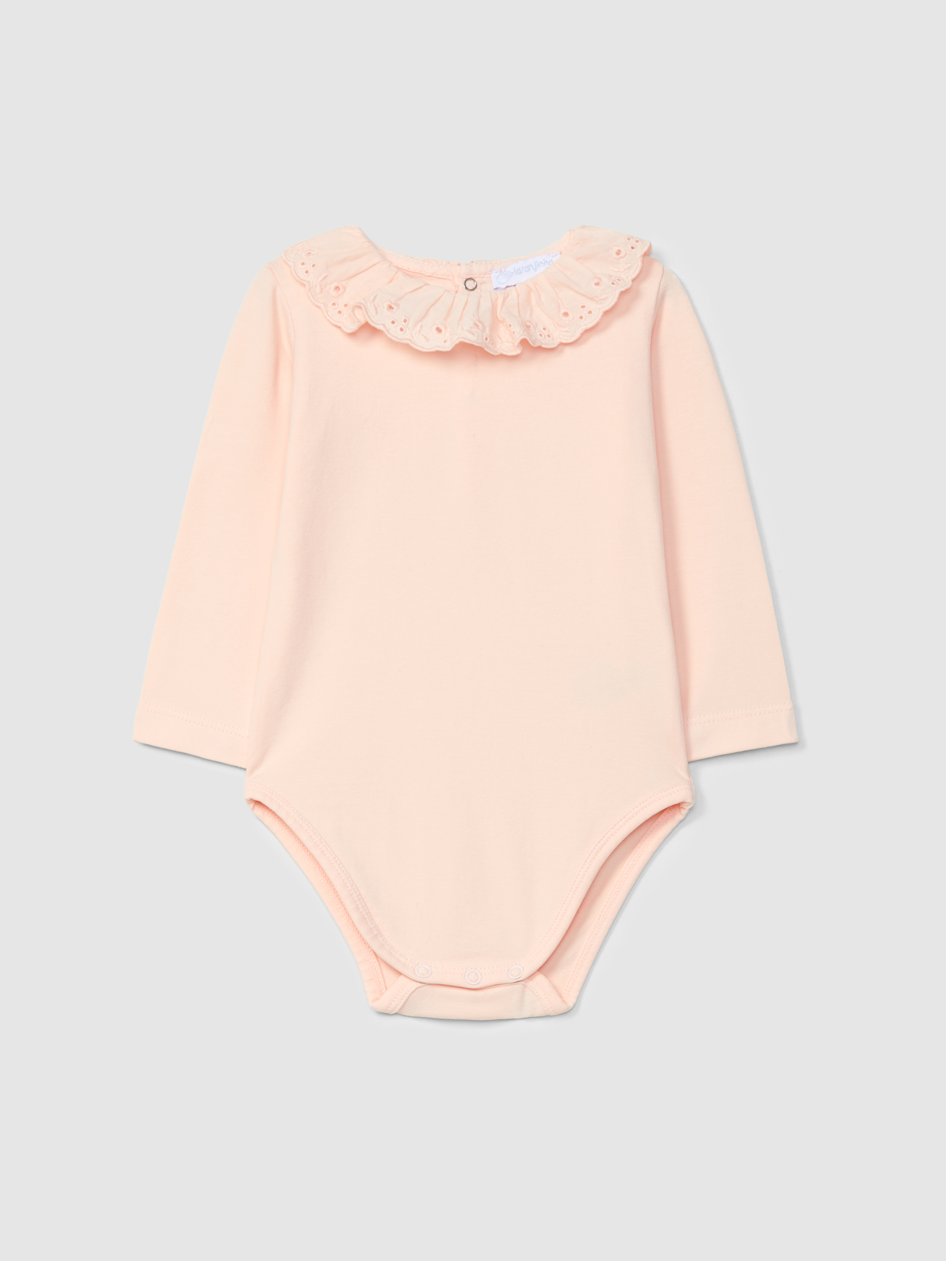 Bodysuit with ruffled collar English embroidery