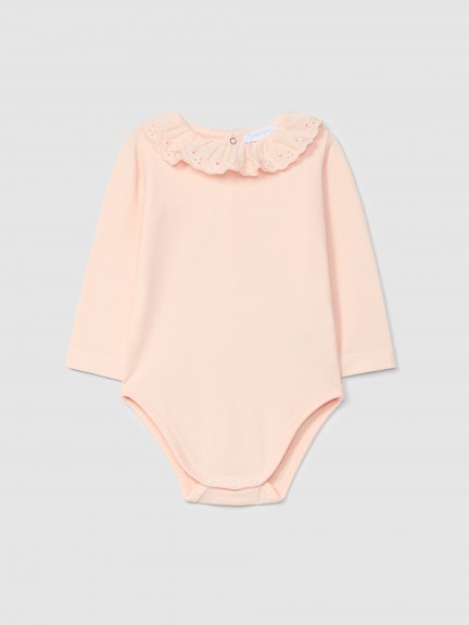 Body gola de folho bordado inglês Body gola de folho bordado inglês