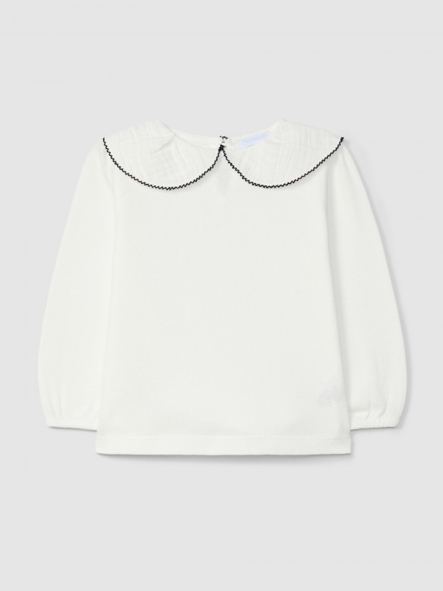 Longsleeve malha waffle gola com picueta Longsleeve malha waffle gola com picueta