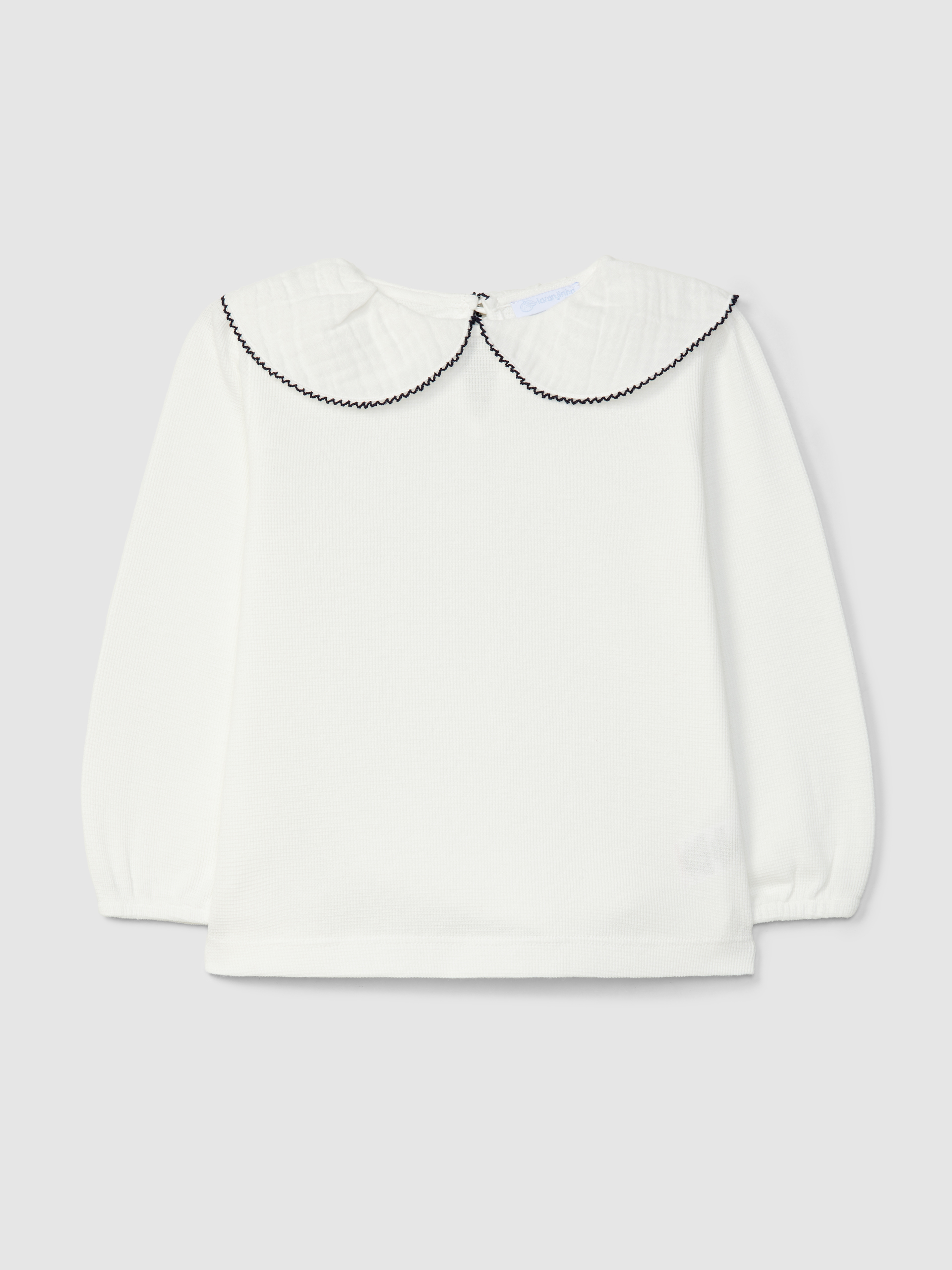 Longsleeve maille gaufrée col avec liseré
