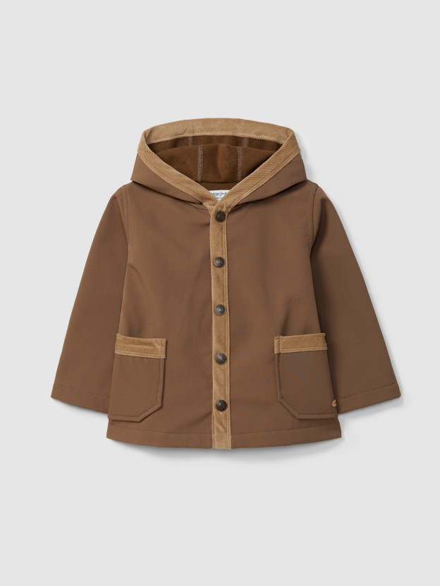 Gilet à capuche détails en velours côtelé Gilet à capuche détails en velours côtelé