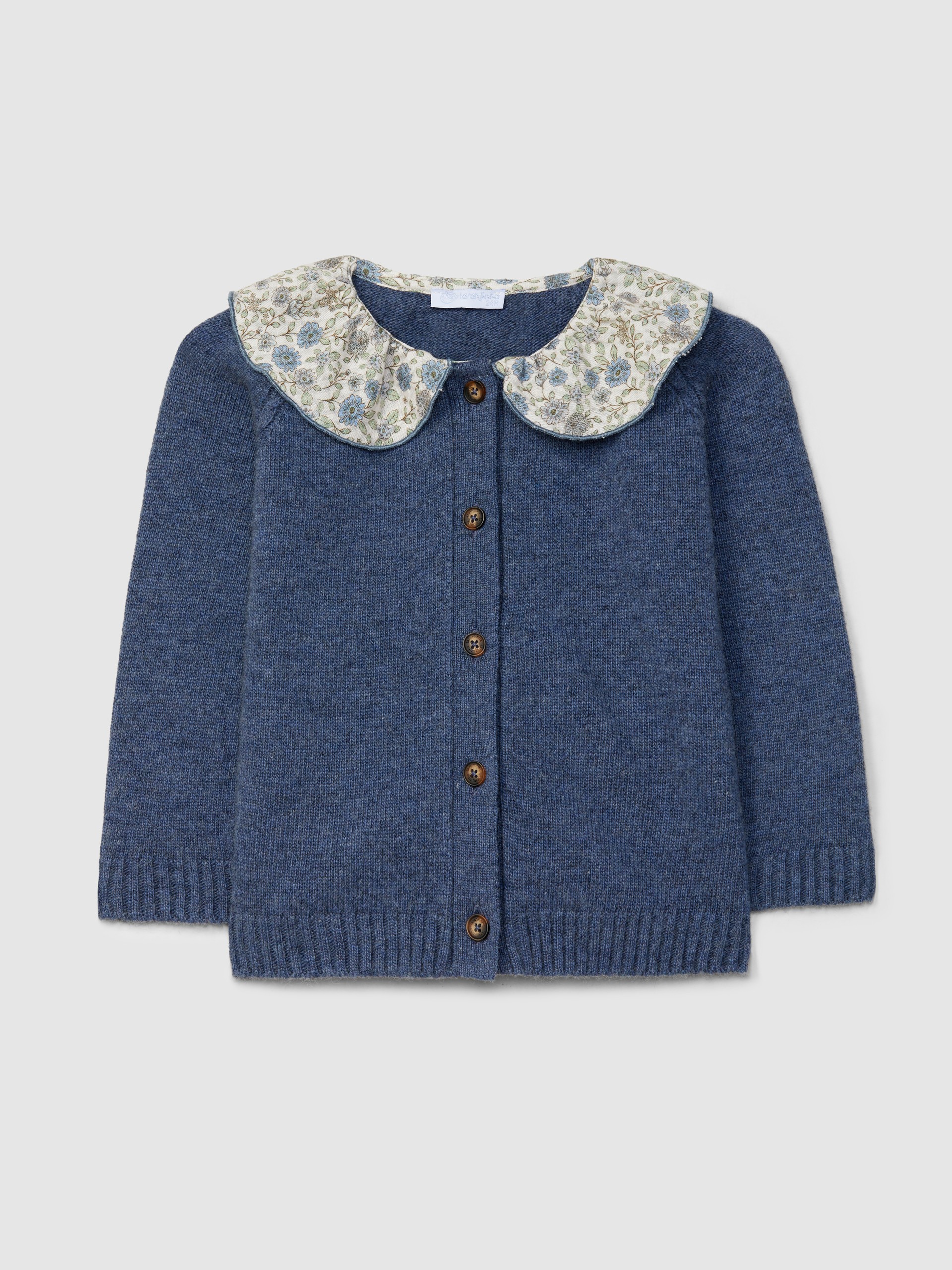 Knitted jacket with print collar