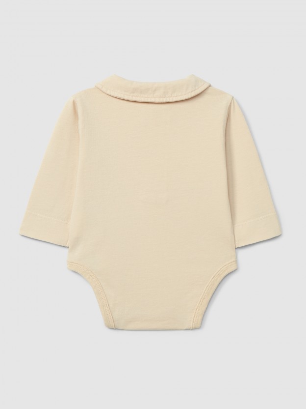 Body liso con cuello peter-pan en algodón orgánico Body liso con cuello peter-pan en algodón orgánico