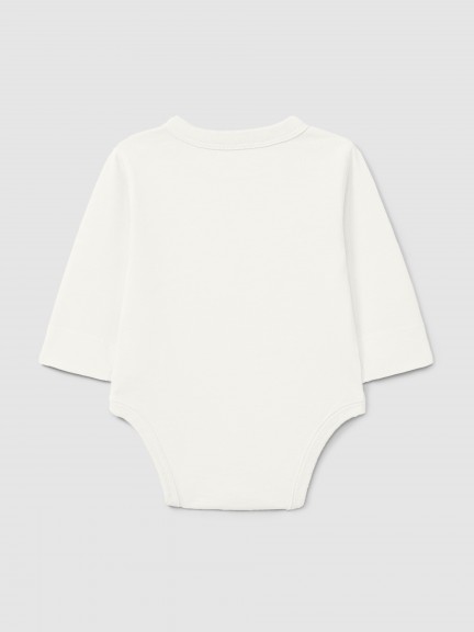 Organic cotton collarless bodysuit with pocket Organic cotton collarless bodysuit with pocket