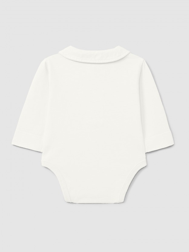 Organic cotton plain bodysuit with peter-pan collar Organic cotton plain bodysuit with peter-pan collar