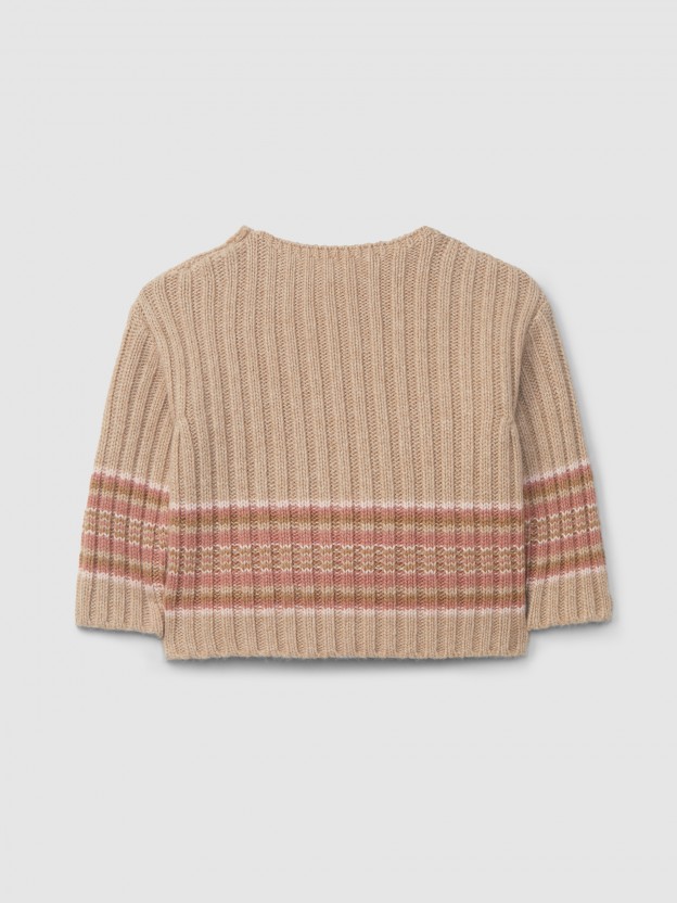 Pull tricoté avec barre à rayures Pull tricoté avec barre à rayures