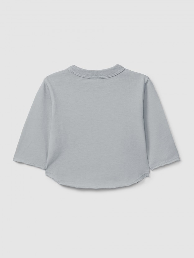 Camiseta de manga larga con bolsillo en algod�n org�nico