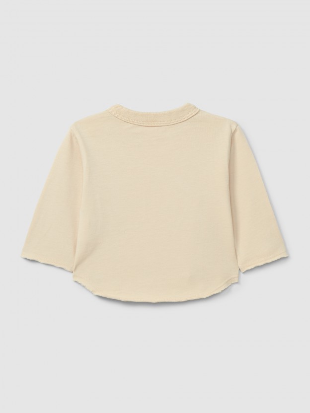 Camiseta de manga larga con bolsillo en algodón orgánico Camiseta de manga larga con bolsillo en algodón orgánico