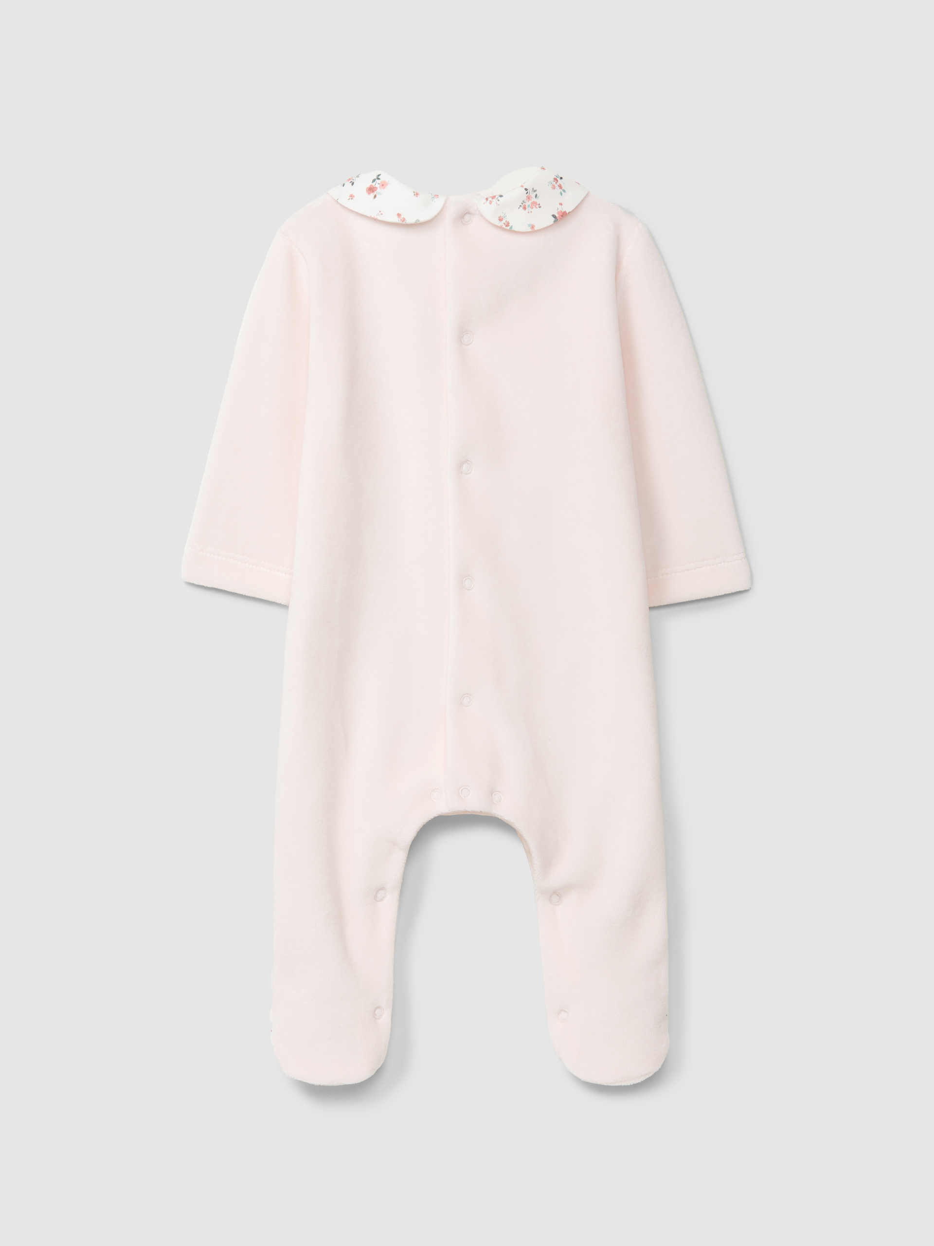 Velvet babygrow with smocking detail