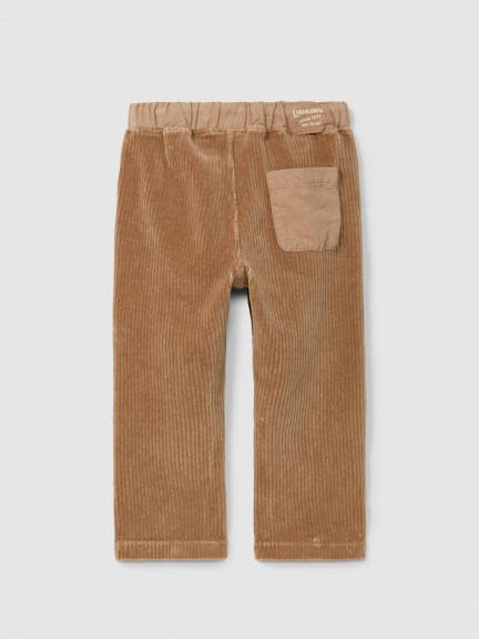Pants in corduroy-type fabric with three pockets Pants in corduroy-type fabric with three pockets