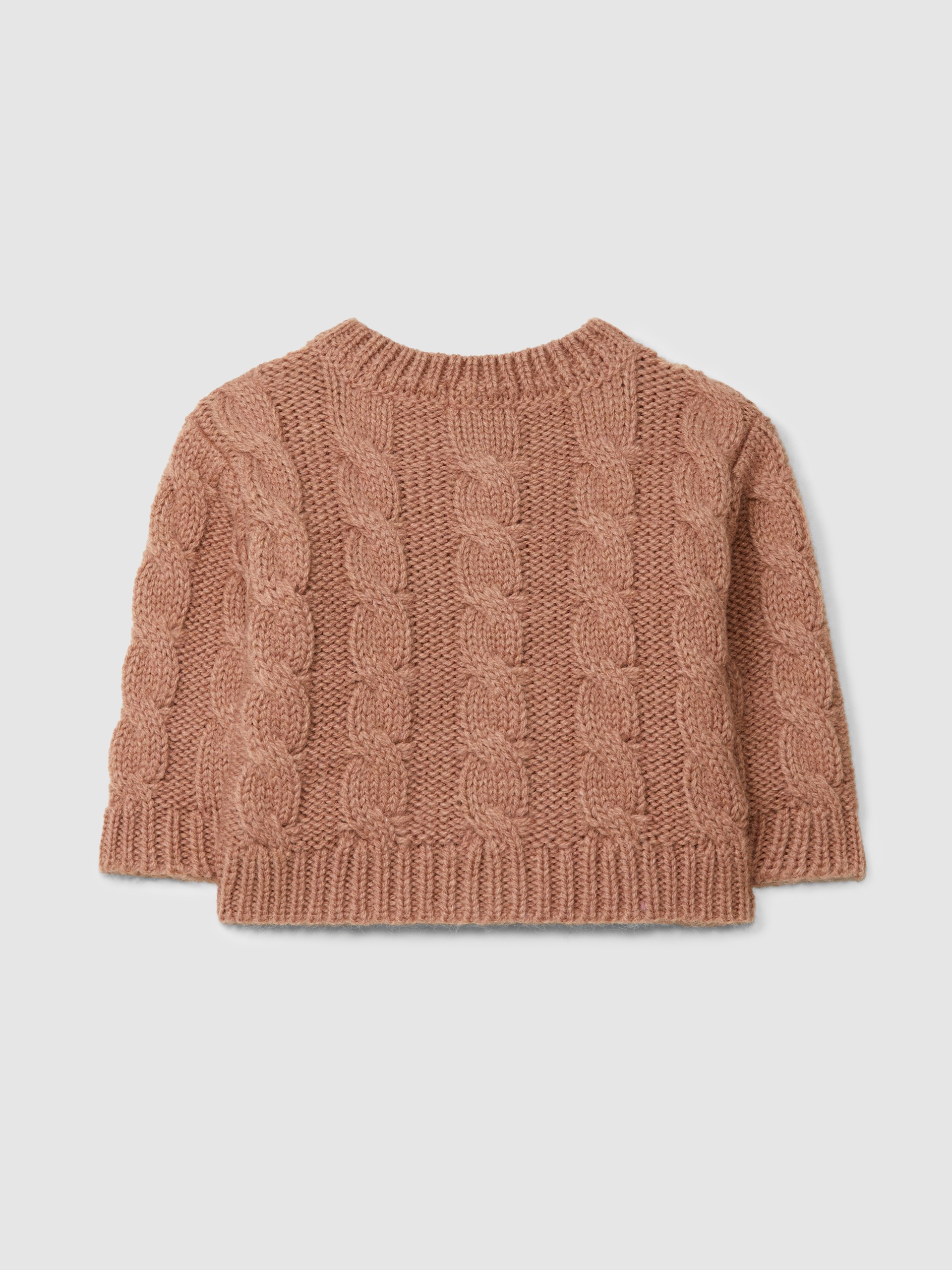Knitted cardigan crew neck with cable-knit