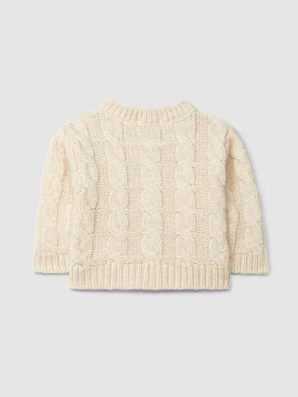 Knitted cardigan crew neck with cable-knit Knitted cardigan crew neck with cable-knit