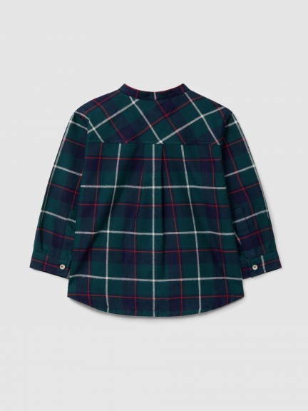 Check shirt mandarin collar Check shirt mandarin collar