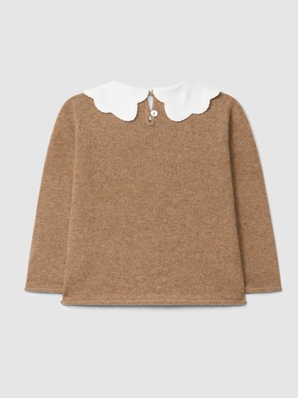 Knitted jumper with embroidered collar Knitted jumper with embroidered collar