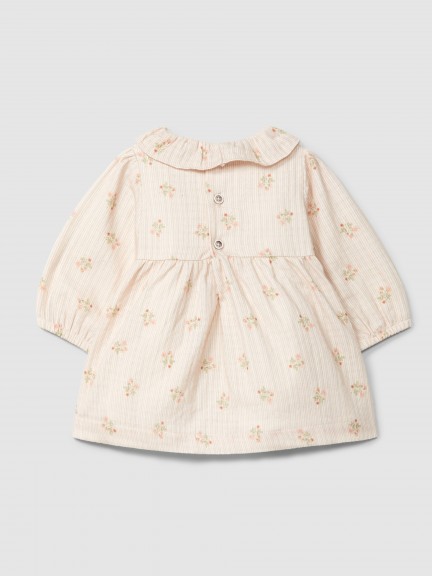Dress stripes and flowers with ruffled collar Dress stripes and flowers with ruffled collar