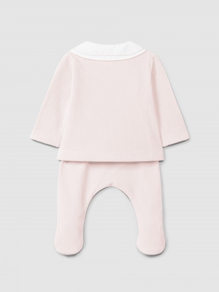 Ensemble composé de deux pièces en velours cannelé avec col en tissu Ensemble composé de deux pièces en velours cannelé avec col en tissu