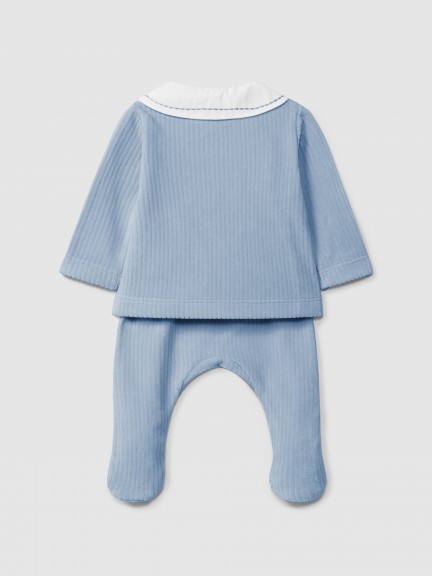 Ensemble composé de deux pièces en velours cannelé avec col en tissu Ensemble composé de deux pièces en velours cannelé avec col en tissu