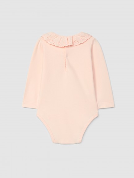 Body gola de folho bordado inglês Body gola de folho bordado inglês