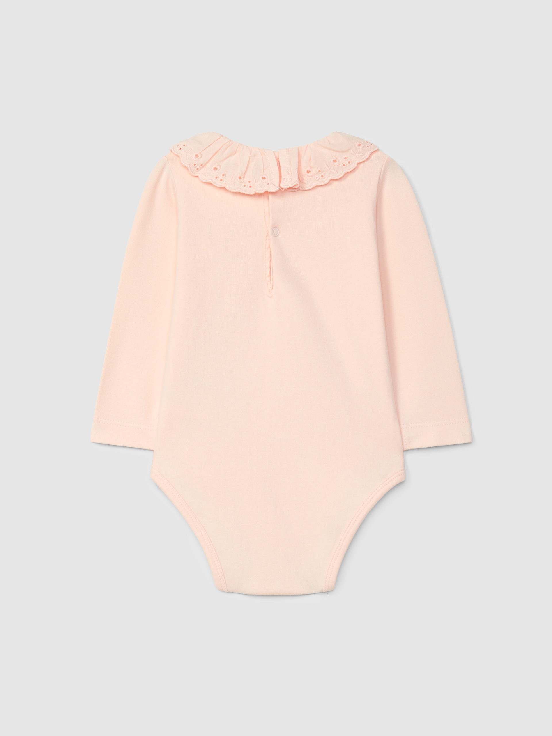 Bodysuit with ruffled collar English embroidery