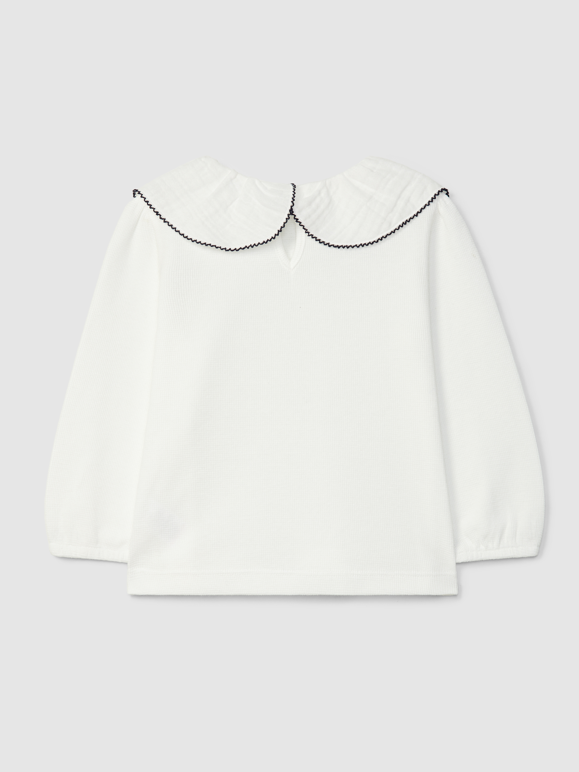 Longsleeve maille gaufrée col avec liseré
