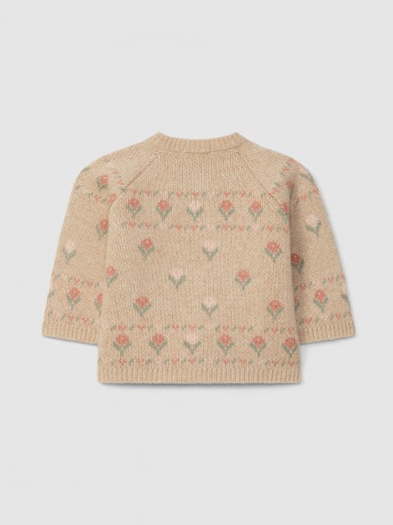 Abrigo tricotado jacquard de flores Abrigo tricotado jacquard de flores