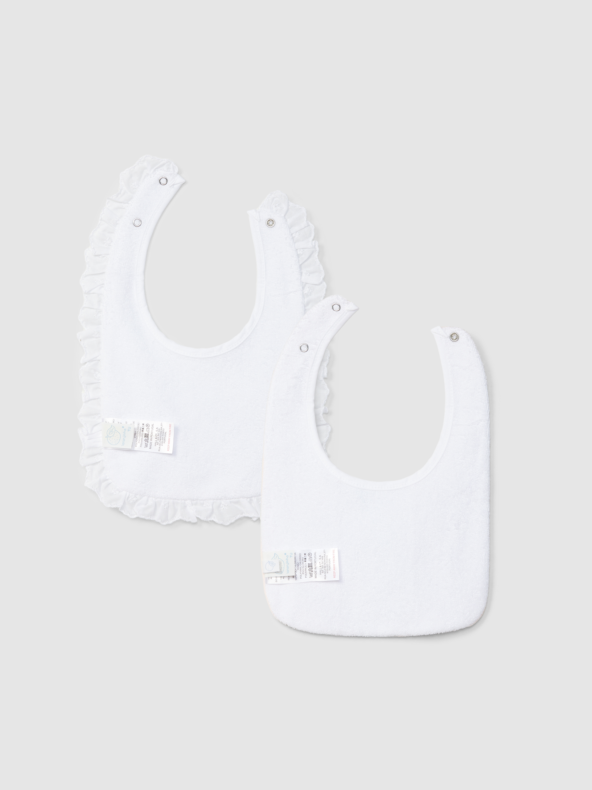 Pack de duas babetes folho e bordado ponto cruz