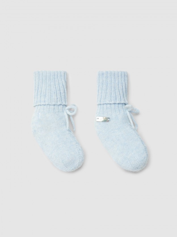 Knitted booties with cable-knit detail Knitted booties with cable-knit detail