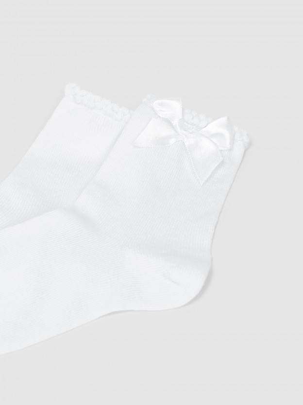 Short socks with grossgrain side bow Cóndor Short socks with grossgrain side bow Cóndor